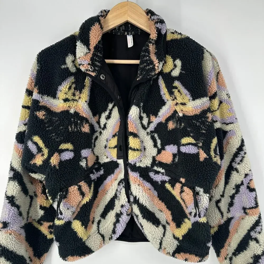 Free People FP Movement Hit The Slopes Rocky Ridge Printed Jacket Sherpa Fleece